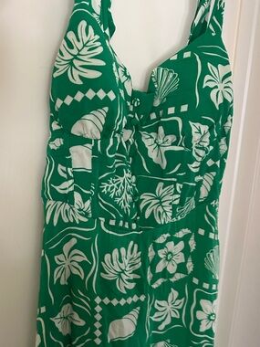 SO Green and White Tropical Maxi Dress